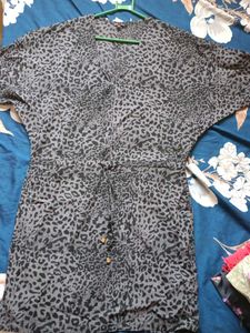 Stylish Leopard Print V-Neck Dress