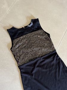 Sparkly Sequin Bodice Black Maxi Dress