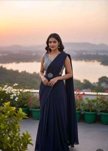 Elegant Navy Blue Saree
