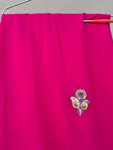 Vibrant Pink Embroidered Saree