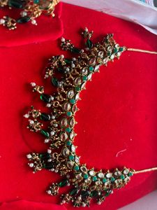 Elegant Green polki ,pearl, gold Necklace Set