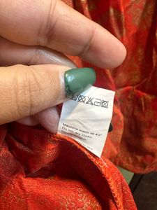 Sangria Orange Gold Foil Kurta – Size M
