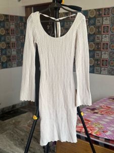 🔥Cream Knit Dress with Tie Back🔥