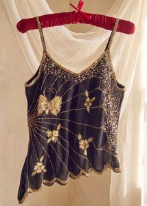 y2k! Stunning Embellished Butterfly Cami Top