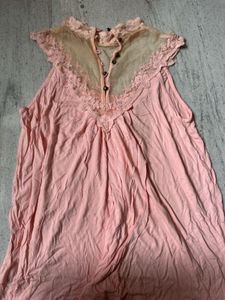 Pink Lace Trim Top- XL