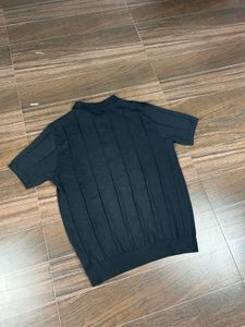 Classic Black Knit Polo Shirt