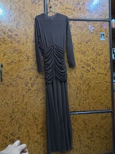 Elegant Ruched Long Sleeve sheer Dress