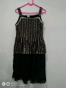 Sparkling Black Sequined shrara suit set for girls