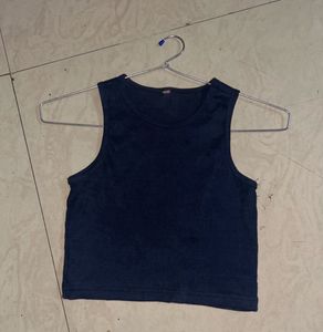 Navy Blue Sleeveless Cropped Top