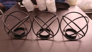 Modern Black Metal Candle Holder Set