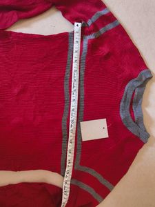 New Burgundy Striped Pullover Sweater