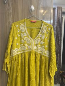 Yellow Embroidered Kurta Dress