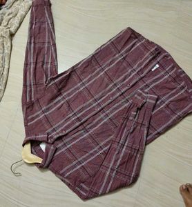 Maroon Plaid Men's Casual Shirt