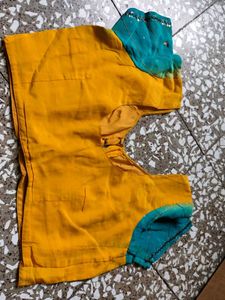 Yellow &amp; Blue Saree Blouse