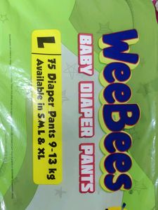 WEEBEES BABY DIAPER PANT STYLE LARGE SIZE 75 UNIT PACK