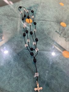 Black &amp; Clear Rosary Necklace