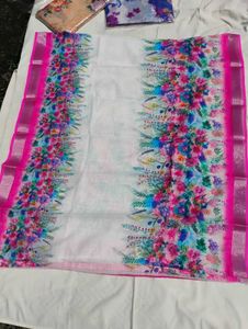 Vibrant Floral Print Saree