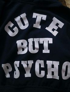 "Cute But Psycho" Cropped hoodie -  Knit Pullover