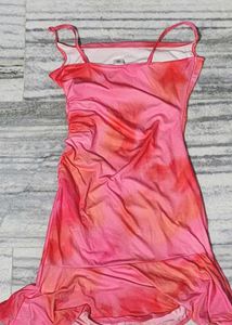 Sunset Pink Tie-Dye Ruched Mini Dress 🌺