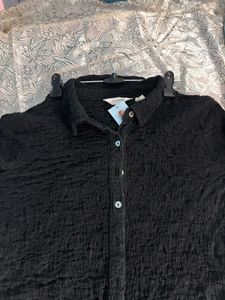 Crushed Black Button-Up  short shirt