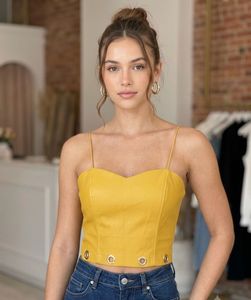 Stylish Yellow Corset Crop Top