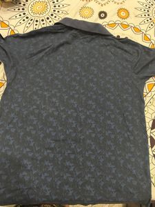 Men's Dark Blue Printed Polo Shirt