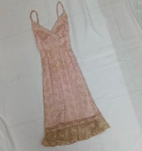 Elegant coquette vintage Pink Lace Slip Dress