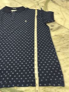 Men's Blue Printed Polo T-Shirt