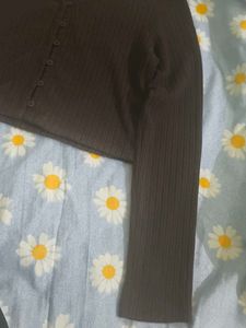 Comfortable Brown Button-Up Top