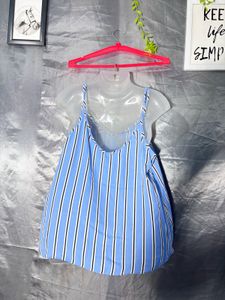 Blue Striped Spaghetti Strap Top