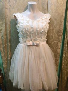 Elegant Cream Party Dress with Embellishments