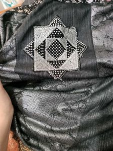 Stylish Grey &amp; Black Saree