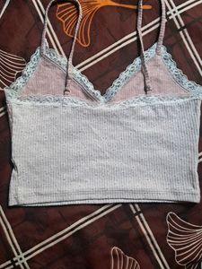 Cute Pink Lace Crop Top