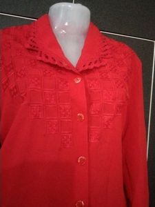 Vibrant Red Embroidered Blouse