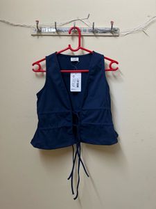 Blue Tie Front Vest