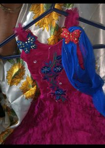 Adorable Pink Kurta Set with Butterfly Embellishme