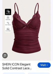 Burgundy Lace Trim Camisole Top