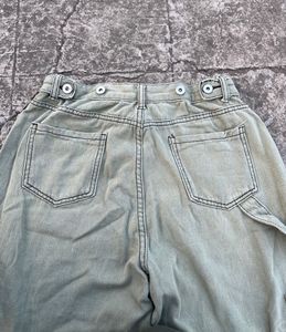 Green Wide Leg Cargo Jeans