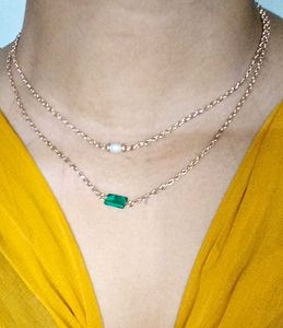 The Jade and pearl Gold toned necklace