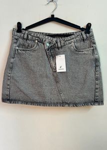Grey Denim Asymmetrical Skirt