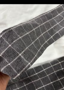Chic Grey Plaid Long Sleeve Dress