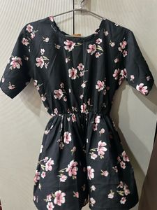 Black Floral Short Jumpsuit
