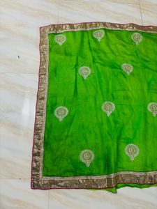 Vibrant Green Embroidered Saree
