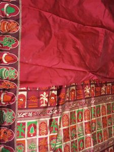Vintage Embroidered marronish red saree