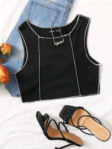 31209. Stylish Black Cropped Top