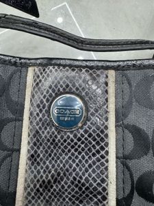 Coach Black Signature Stripe Handbag