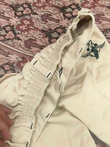 Beige Embroidered Jeans