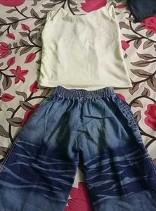 Stylish Denim Pants and Top Set
