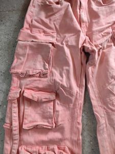 High waisted Pink cargo pant