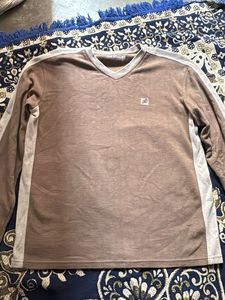 Men's Brown V-Neck Long Sleeve T-Shirt